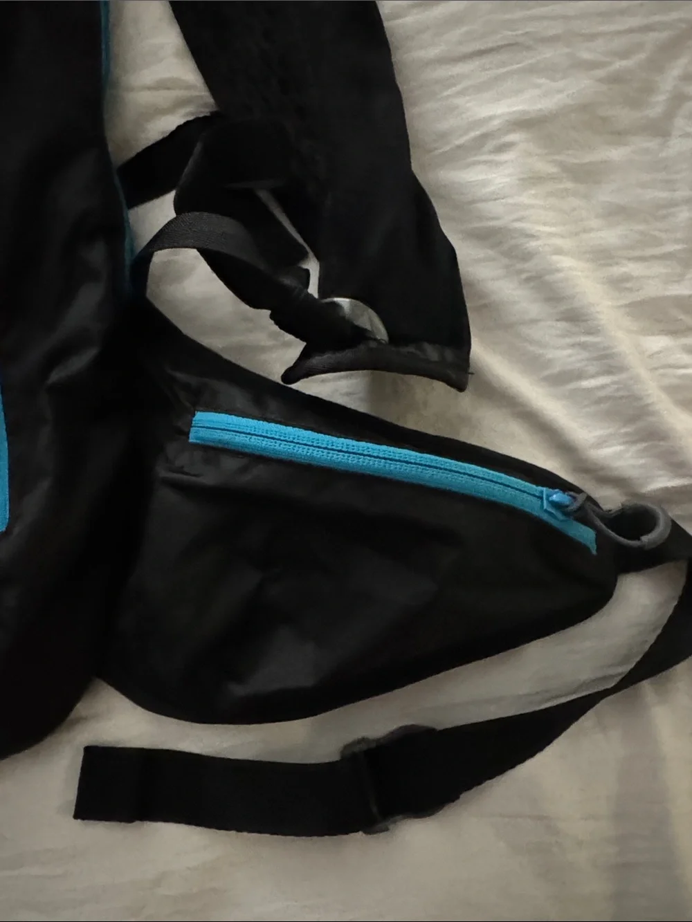 CamelBak Black Hydration Pack with Blue Zipper Accents